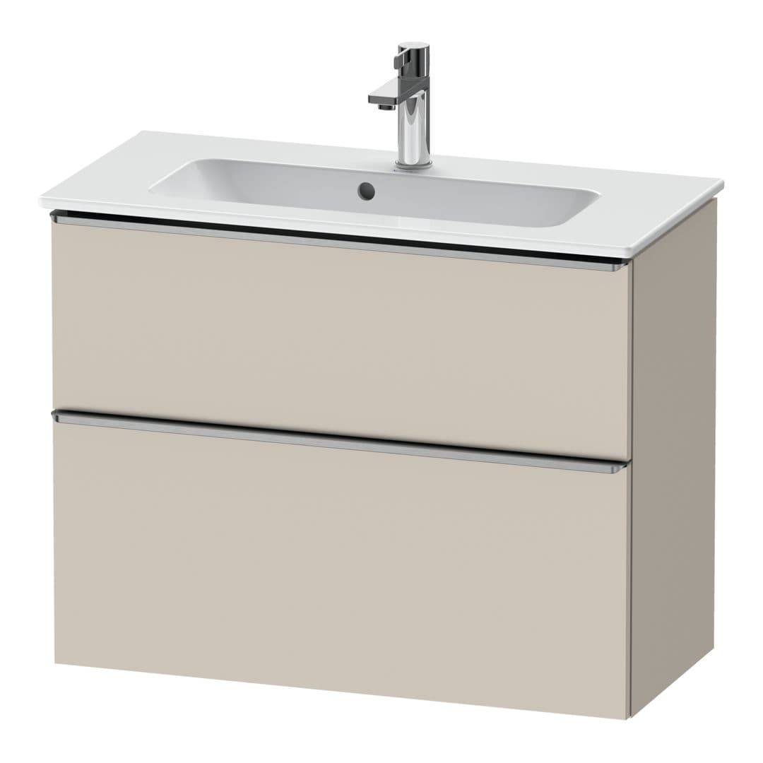 Duravit D-Neo – Έπιπλο Νιπτήρα – 810 mm, 2 συρτάρια, νιπτήρας κέντρο, Compact, Stainless steel Brushed – Taupe Matt, Decor (DE4369070910000)