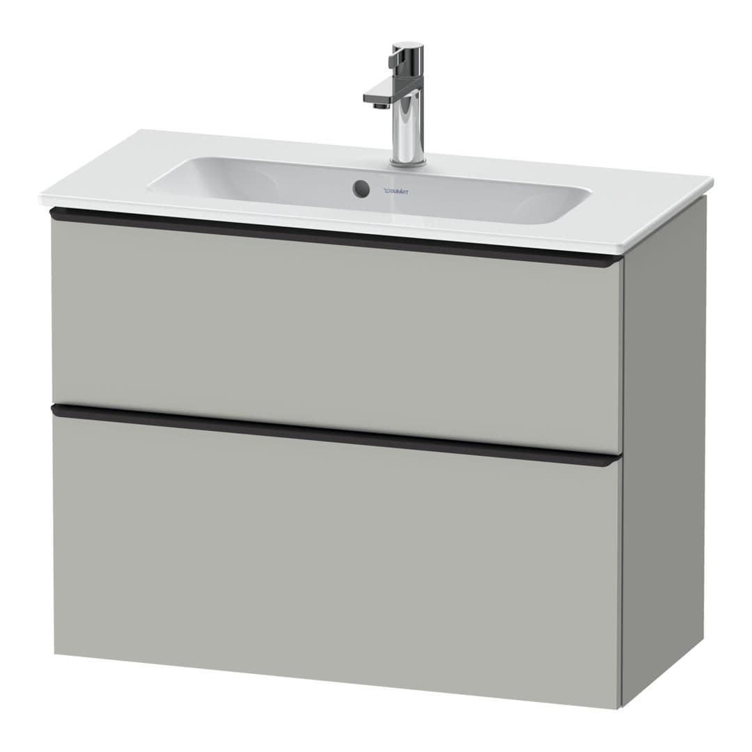 Duravit D-Neo – Έπιπλο Νιπτήρα – 810 mm, 2 συρτάρια, νιπτήρας κέντρο, Compact, Diamond black Matt – Concrete grey Matt, Decor (DE43690BD070000)