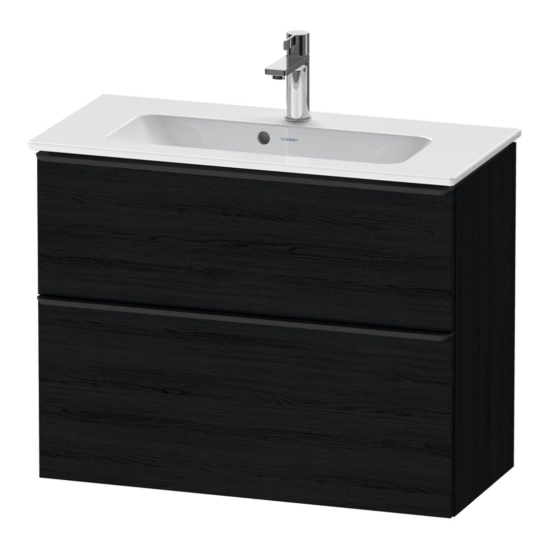 Duravit D-Neo – Έπιπλο Νιπτήρα – 810 mm, 2 συρτάρια, νιπτήρας κέντρο, Compact, Diamond black Matt – Black oak Matt, Decor (DE43690BD160000)