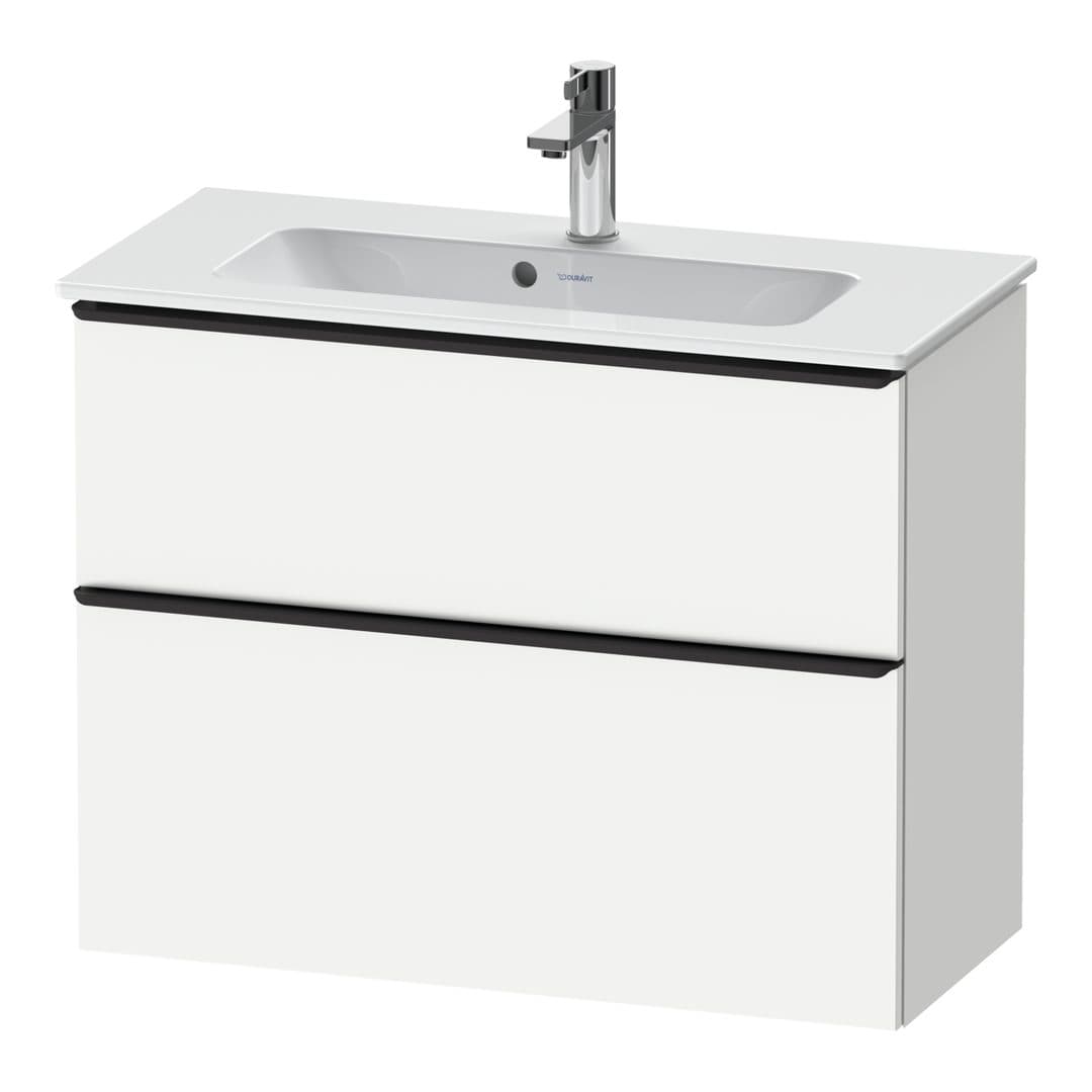 Duravit D-Neo – Έπιπλο Νιπτήρα – 810 mm, 2 συρτάρια, νιπτήρας κέντρο, Compact, Diamond black Matt – White Matt, Decor (DE43690BD180000)