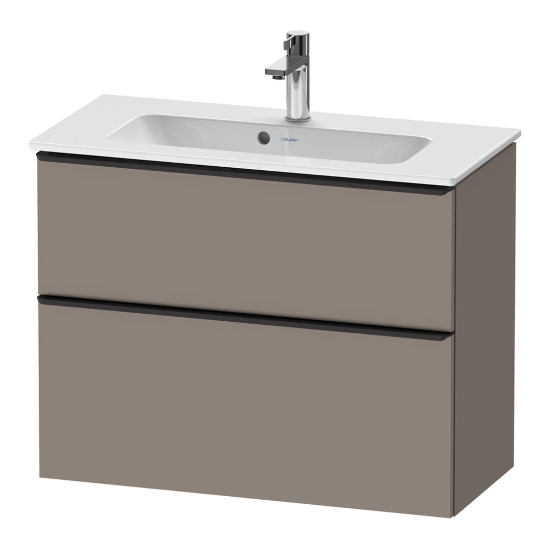 Duravit D-Neo – Έπιπλο Νιπτήρα – 810 mm, 2 συρτάρια, νιπτήρας κέντρο, Compact, Diamond black Matt – Basalte Matt, Decor (DE43690BD430000)