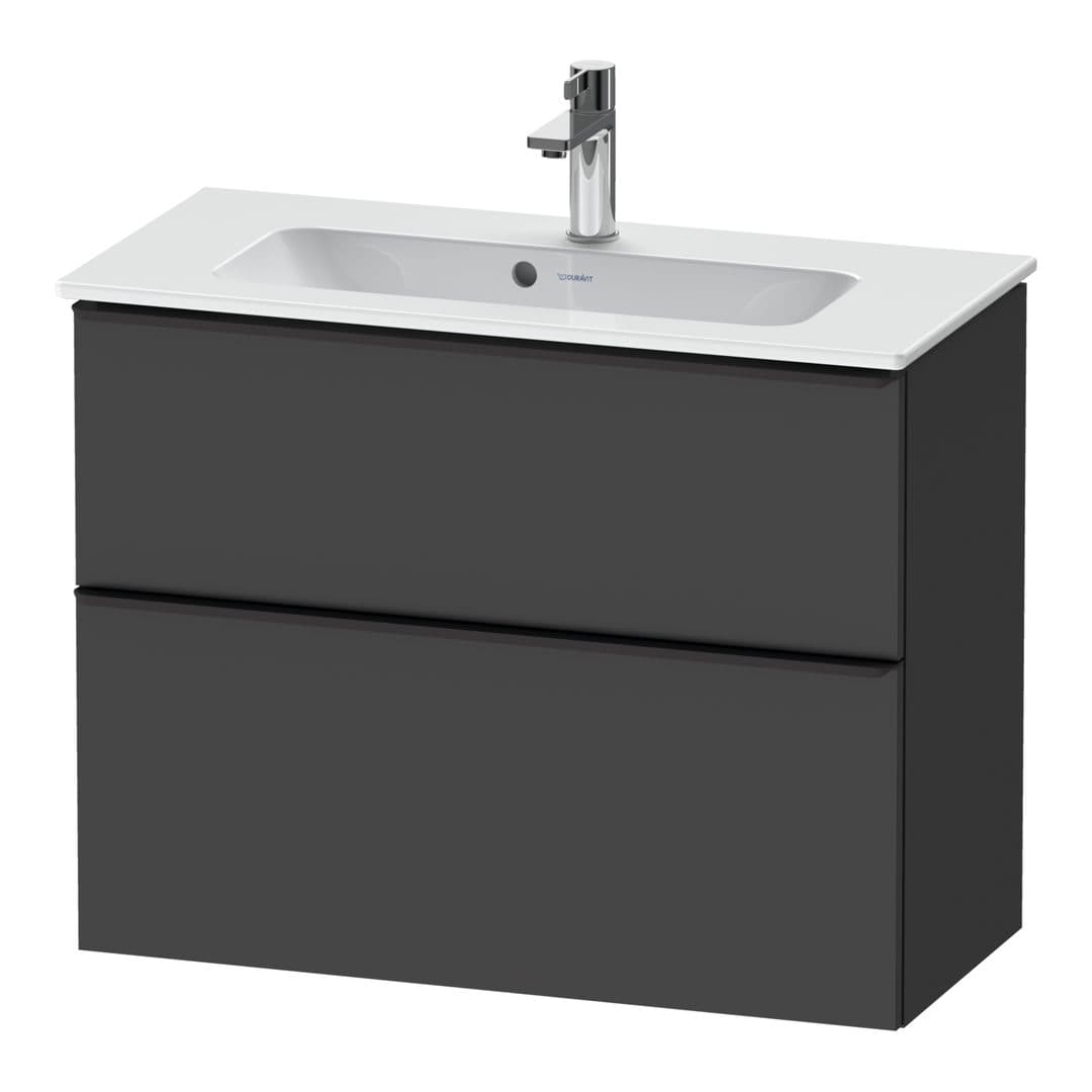 Duravit D-Neo – Έπιπλο Νιπτήρα – 810 mm, 2 συρτάρια, νιπτήρας κέντρο, Compact, Diamond black Matt – Graphite Matt, Decor (DE43690BD490000)