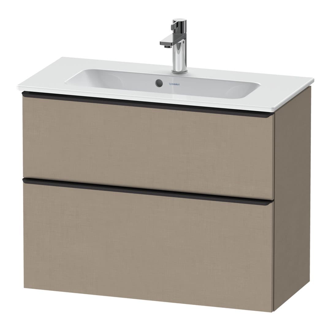 Duravit D-Neo – Έπιπλο Νιπτήρα – 810 mm, 2 συρτάρια, νιπτήρας κέντρο, Compact, Diamond black Matt – Linen Matt, Decor (DE43690BD750000)