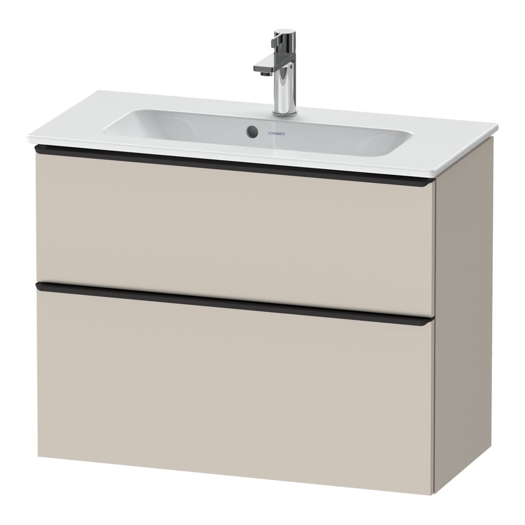 Duravit D-Neo – Έπιπλο Νιπτήρα – 810 mm, 2 συρτάρια, νιπτήρας κέντρο, Compact, Diamond black Matt – Taupe Matt, Decor (DE43690BD910000)