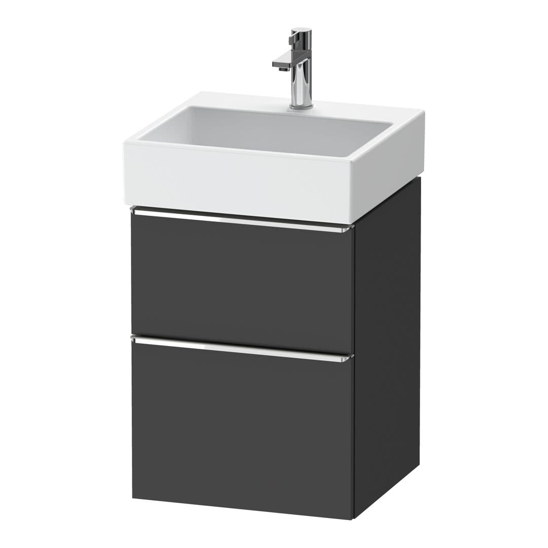 Duravit D-Neo – Έπιπλο Νιπτήρα – 484 mm, 2 συρτάρια, νιπτήρας κέντρο, 484 x 442 x 625 mm, Chrome High Gloss – Graphite Matt, Decor (DE4370010490000)