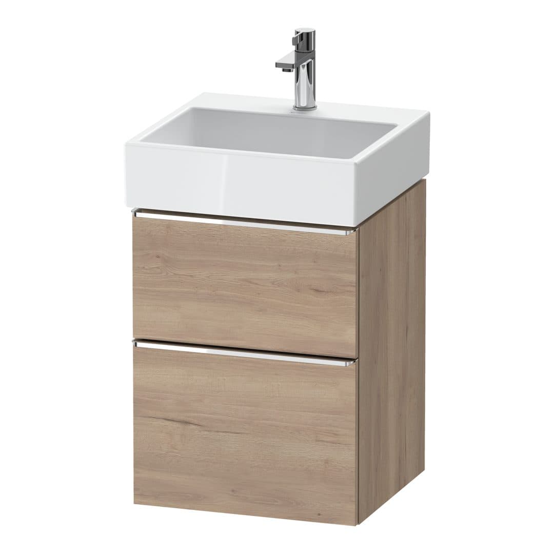 Duravit D-Neo – Έπιπλο Νιπτήρα – 484 mm, 2 συρτάρια, νιπτήρας κέντρο, 484 x 442 x 625 mm, Chrome High Gloss – Marbled Oak Matt, Decor (DE4370010550000)