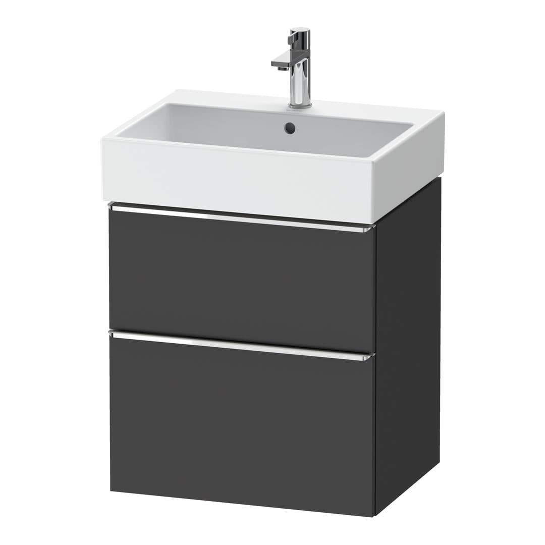 Duravit D-Neo – Έπιπλο Νιπτήρα – 584 mm, 2 συρτάρια, νιπτήρας κέντρο, 584 x 442 x 625 mm, Chrome High Gloss – Graphite Matt, Decor (DE4371010490000)