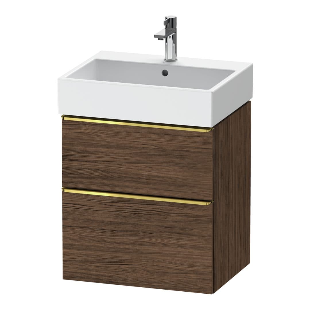 Duravit D-Neo – Έπιπλο Νιπτήρα – 584 mm, 2 συρτάρια, νιπτήρας κέντρο, 584 x 442 x 625 mm, Gold Polished – Walnut dark Matt, Decor (DE4371034210000)