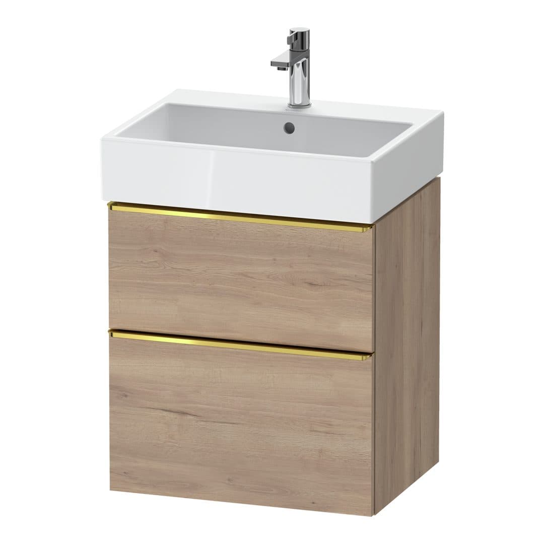 Duravit D-Neo – Έπιπλο Νιπτήρα – 584 mm, 2 συρτάρια, νιπτήρας κέντρο, 584 x 442 x 625 mm, Gold Polished – Marbled Oak Matt, Decor (DE4371034550000)