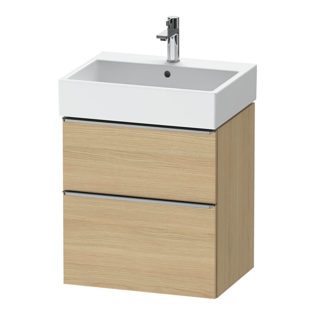 Duravit D-Neo – Έπιπλο Νιπτήρα – 584 mm, 2 συρτάρια, νιπτήρας κέντρο, 584 x 442 x 625 mm, Stainless steel Brushed – Natural oak, Decor (DE4371070300000)