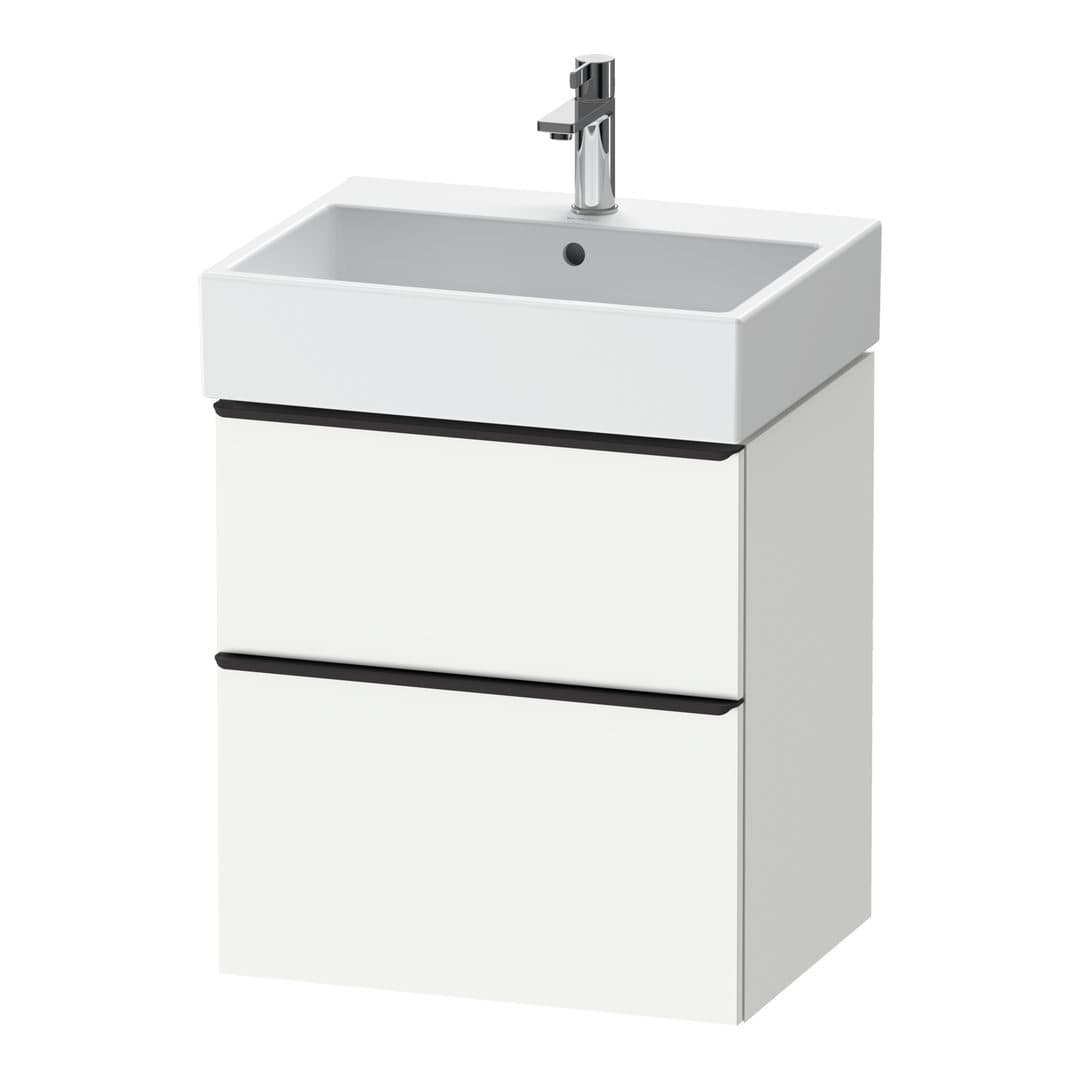 Duravit D-Neo – Έπιπλο Νιπτήρα – 584 mm, 2 συρτάρια, νιπτήρας κέντρο, 584 x 442 x 625 mm, Diamond black Matt – White Matt, Decor (DE43710BD180000)