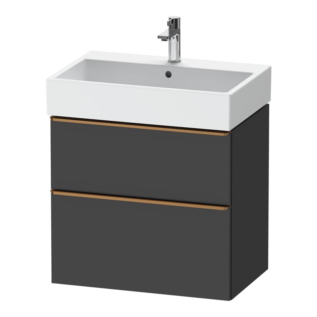 Duravit D-Neo – Έπιπλο Νιπτήρα – 684 mm, 2 συρτάρια, νιπτήρας κέντρο, Bronze Brushed – Graphite Matt, Decor (DE4372004490000)