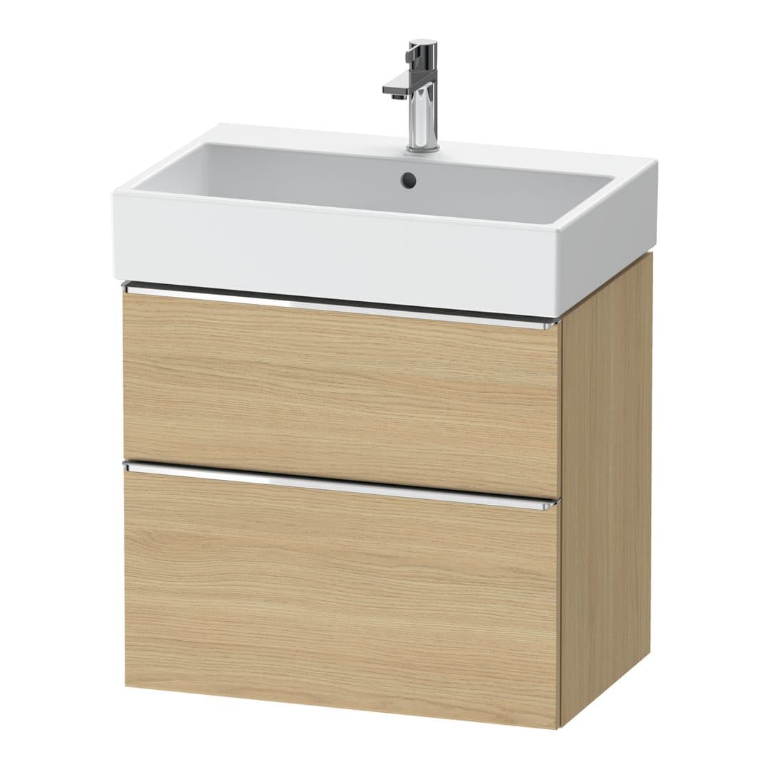 Duravit D-Neo – Έπιπλο Νιπτήρα – 684 mm, 2 συρτάρια, νιπτήρας κέντρο, Chrome High Gloss – Natural oak, Decor (DE4372010300000)