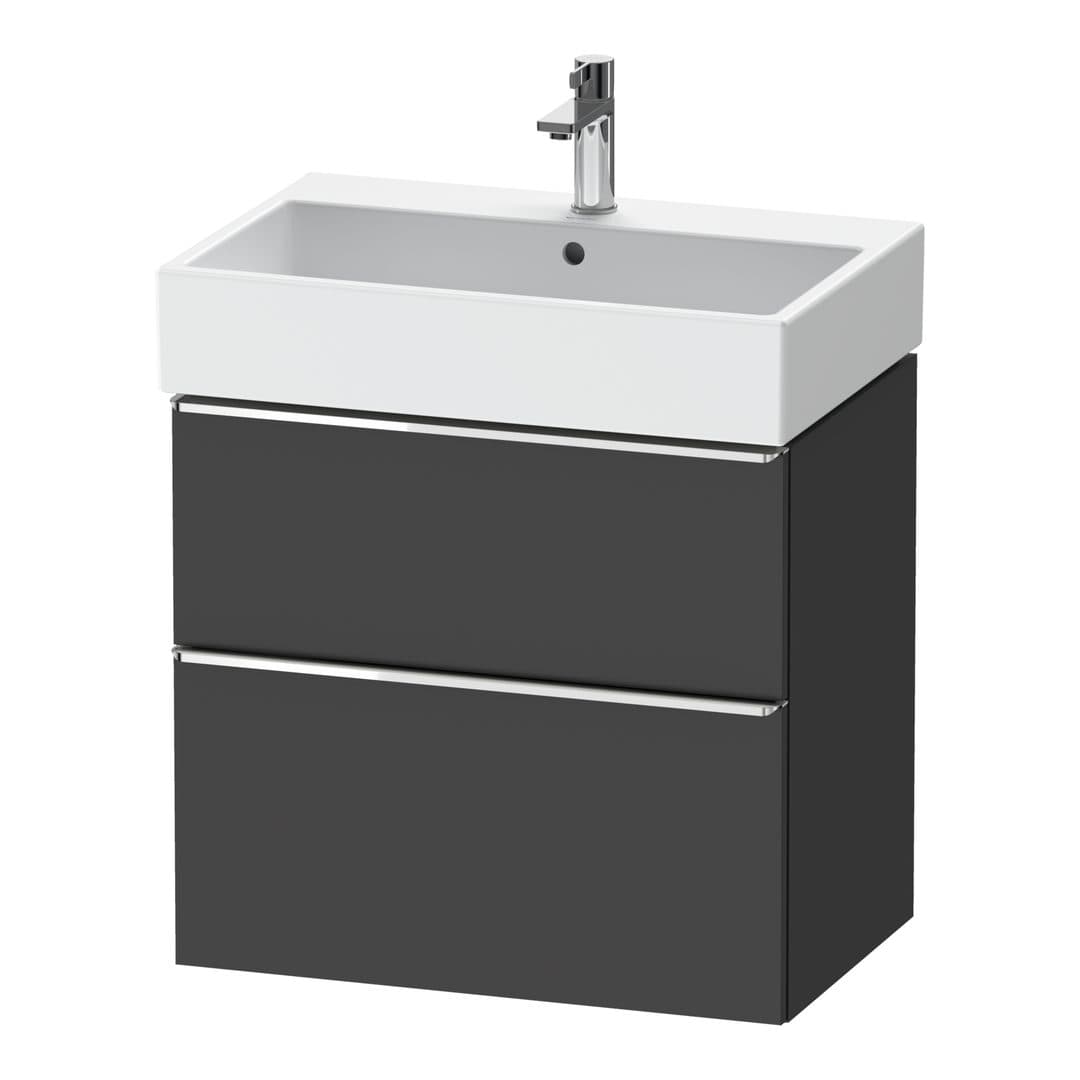 Duravit D-Neo – Έπιπλο Νιπτήρα – 684 mm, 2 συρτάρια, νιπτήρας κέντρο, Chrome High Gloss – Graphite Matt, Decor (DE4372010490000)