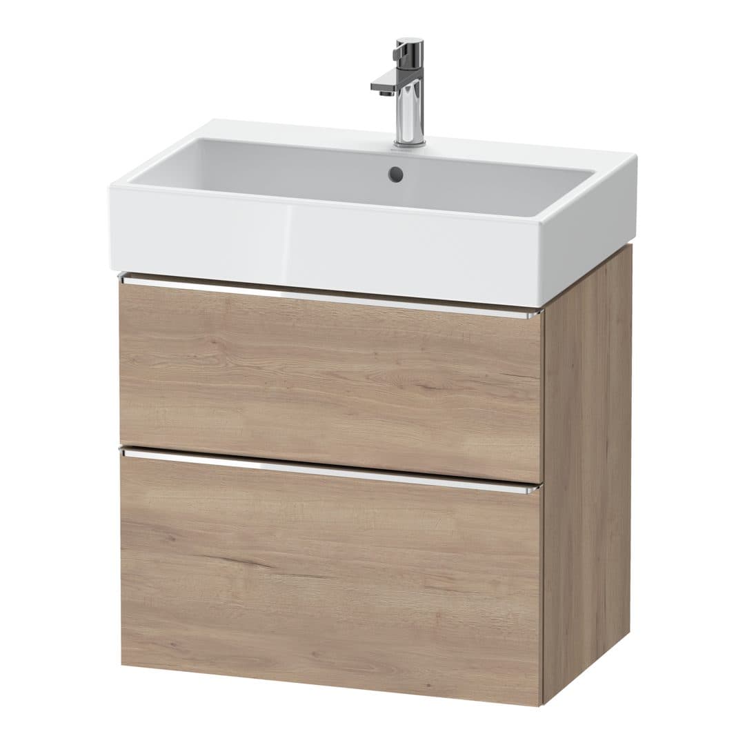 Duravit D-Neo – Έπιπλο Νιπτήρα – 684 mm, 2 συρτάρια, νιπτήρας κέντρο, Chrome High Gloss – Marbled Oak Matt, Decor (DE4372010550000)