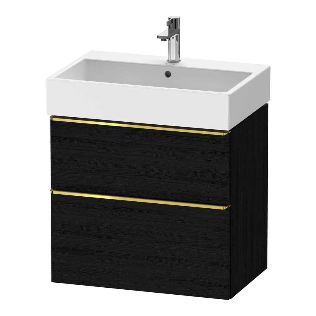 Duravit D-Neo – Έπιπλο Νιπτήρα – 684 mm, 2 συρτάρια, νιπτήρας κέντρο, Gold Polished – Black oak Matt, Decor (DE4372034160000)