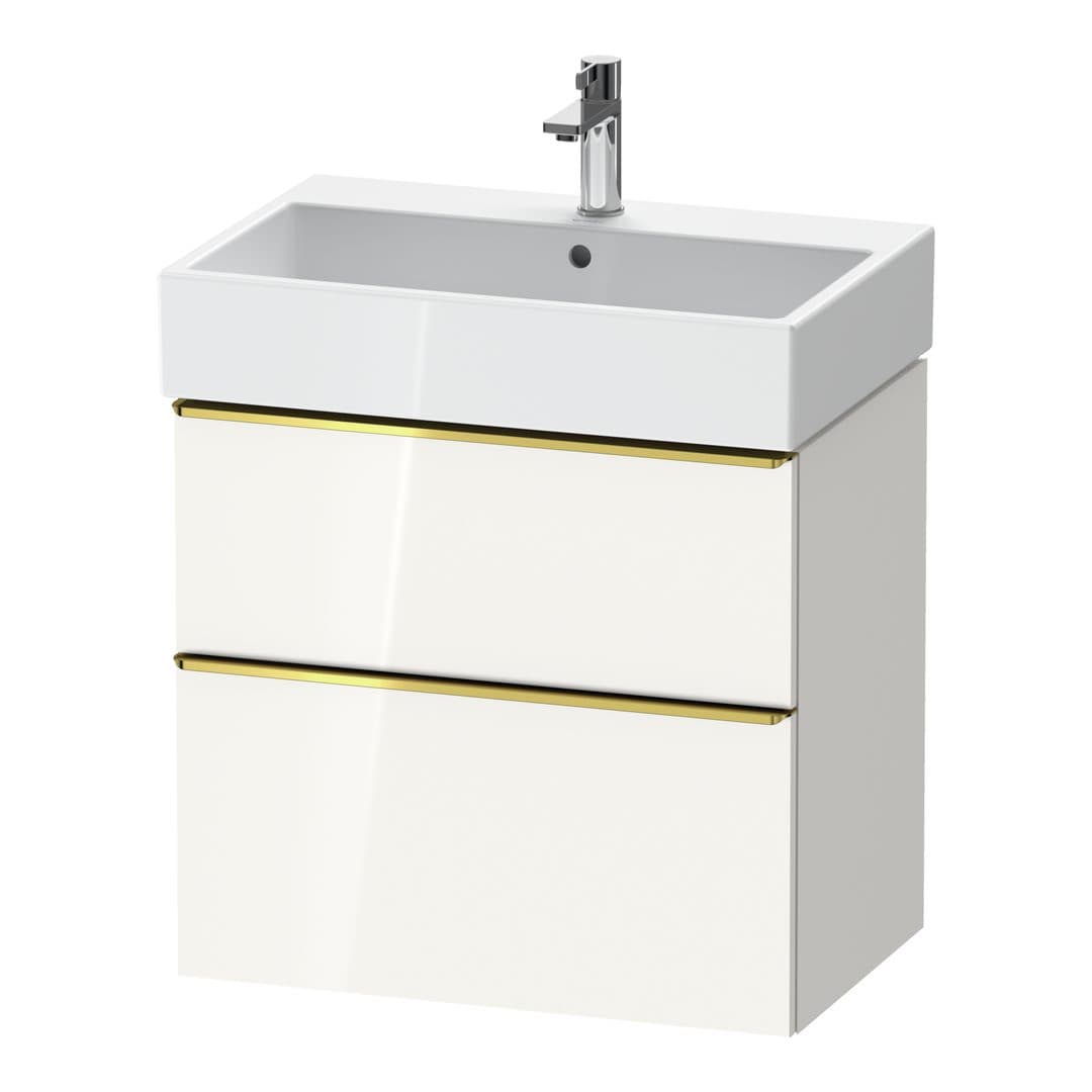 Duravit D-Neo – Έπιπλο Νιπτήρα – 684 mm, 2 συρτάρια, νιπτήρας κέντρο, Gold Polished – White High Gloss, Decor (DE4372034220000)