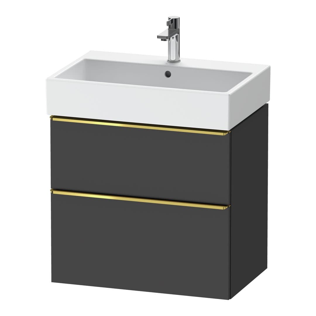 Duravit D-Neo – Έπιπλο Νιπτήρα – 684 mm, 2 συρτάρια, νιπτήρας κέντρο, Gold Polished – Graphite Matt, Decor (DE4372034490000)