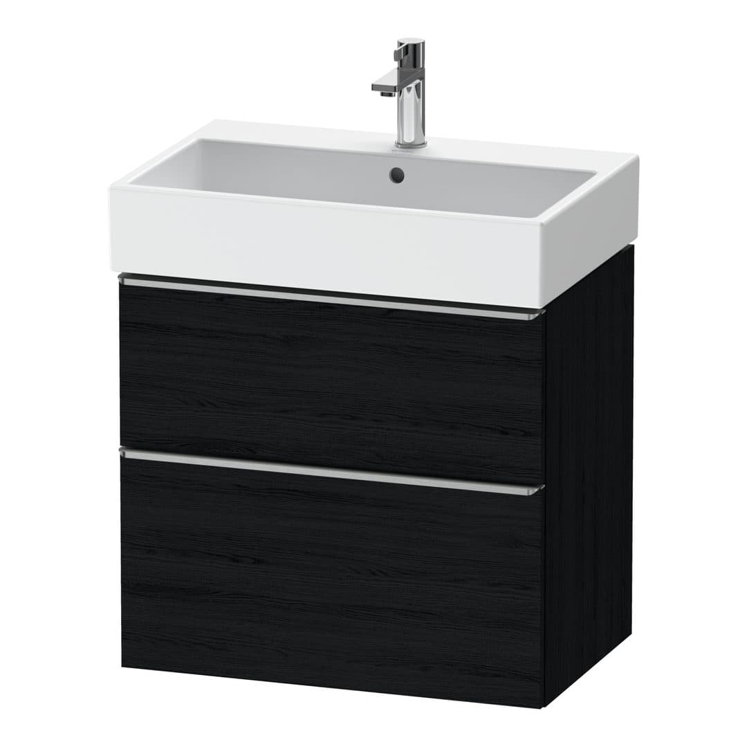 Duravit D-Neo – Έπιπλο Νιπτήρα – 684 mm, 2 συρτάρια, νιπτήρας κέντρο, Stainless steel Brushed – Black oak Matt, Decor (DE4372070160000)