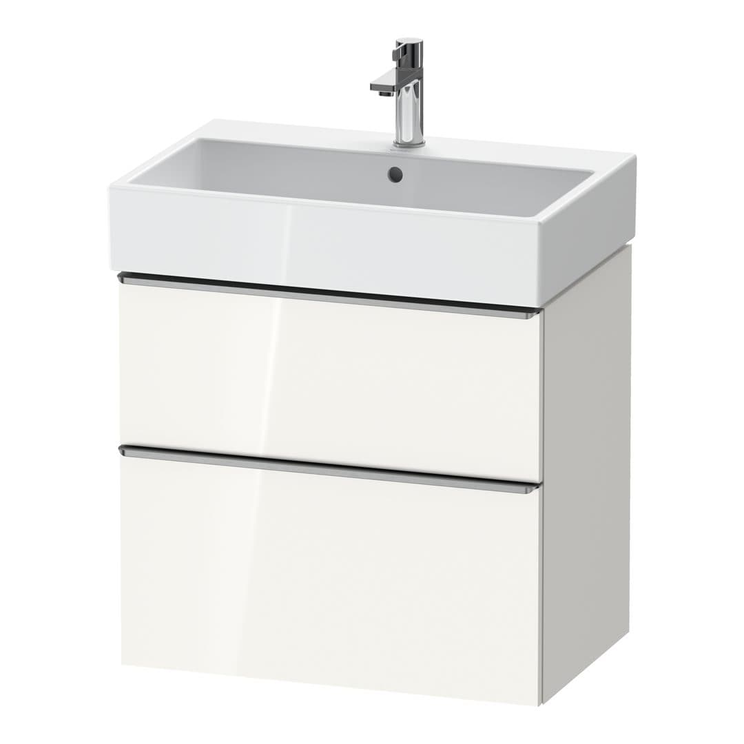 Duravit D-Neo – Έπιπλο Νιπτήρα – 684 mm, 2 συρτάρια, νιπτήρας κέντρο, Stainless steel Brushed – White High Gloss, Decor (DE4372070220000)