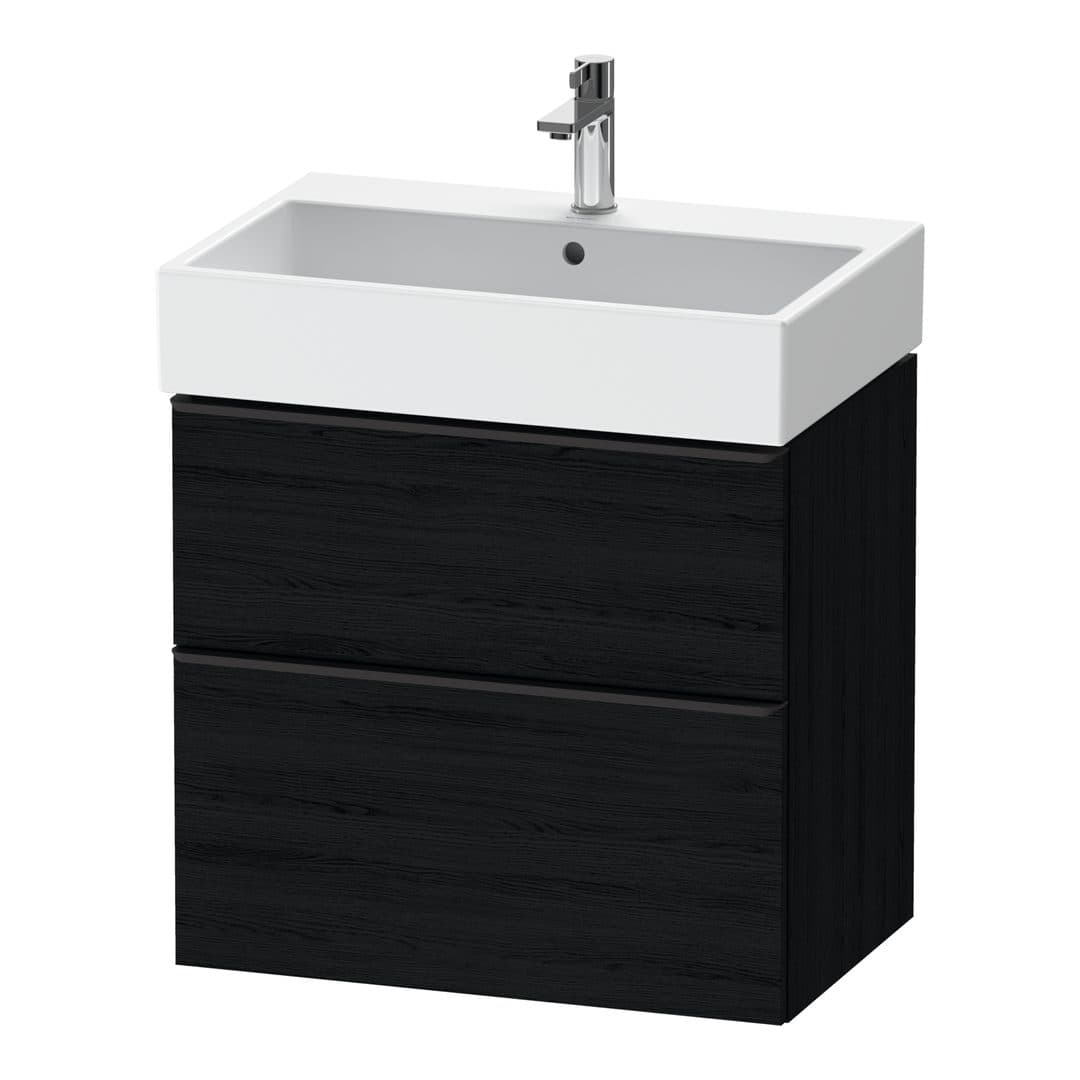 Duravit D-Neo – Έπιπλο Νιπτήρα – 684 mm, 2 συρτάρια, νιπτήρας κέντρο, Diamond black Matt – Black oak Matt, Decor (DE43720BD160000)