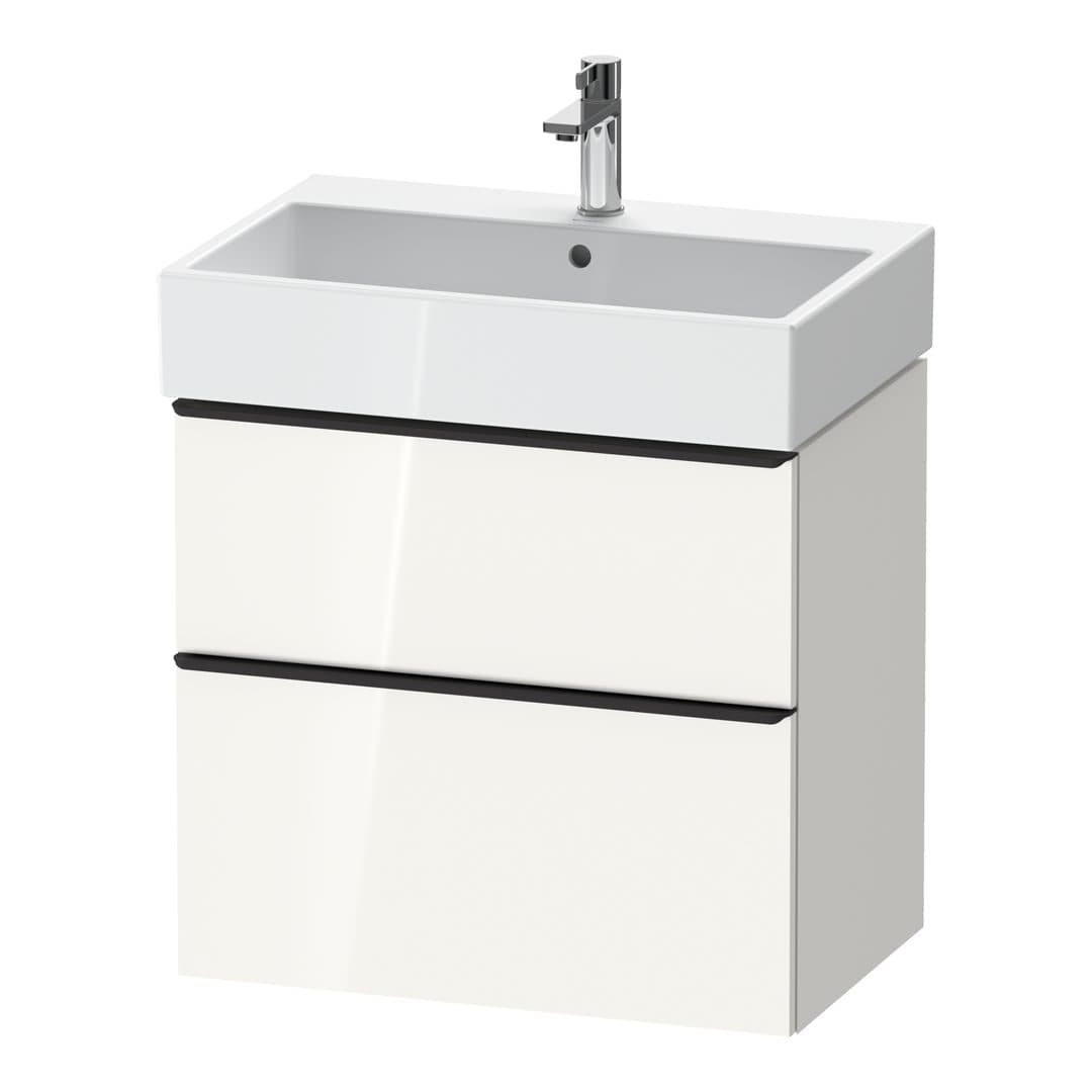 Duravit D-Neo – Έπιπλο Νιπτήρα – 684 mm, 2 συρτάρια, νιπτήρας κέντρο, Diamond black Matt – White High Gloss, Decor (DE43720BD220000)
