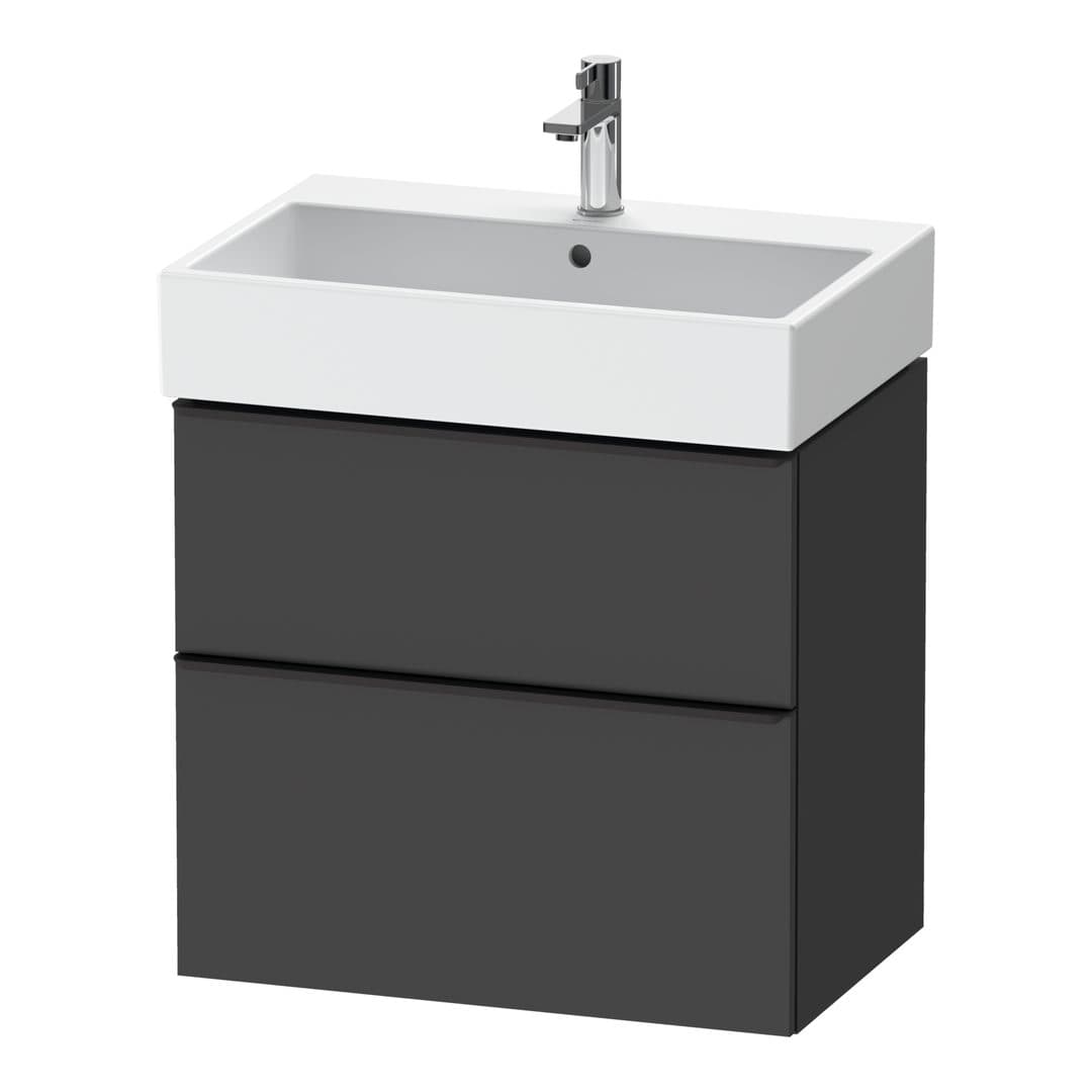 Duravit D-Neo – Έπιπλο Νιπτήρα – 684 mm, 2 συρτάρια, νιπτήρας κέντρο, Diamond black Matt – Graphite Matt, Decor (DE43720BD490000)