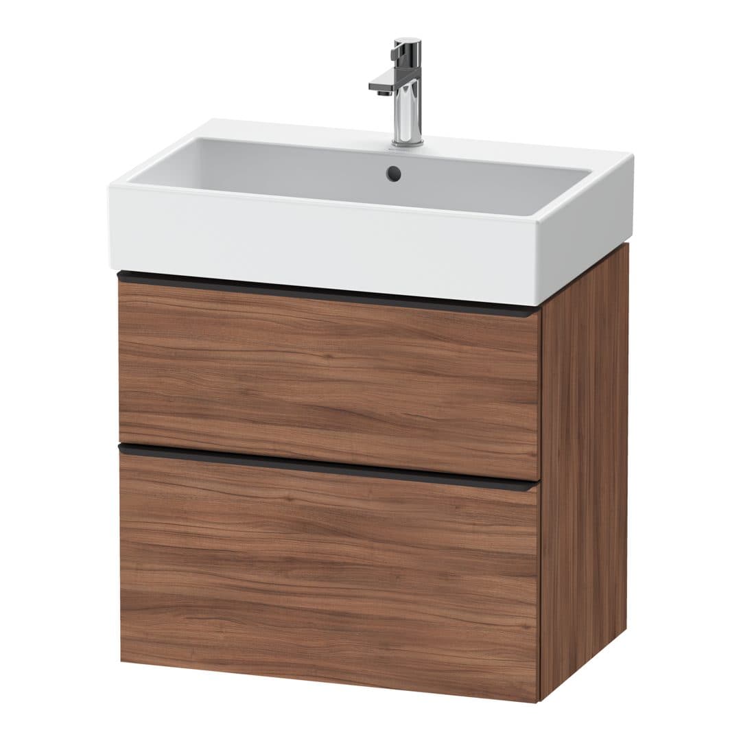 Duravit D-Neo – Έπιπλο Νιπτήρα – 684 mm, 2 συρτάρια, νιπτήρας κέντρο, Diamond black Matt – Walnut Matt, Decor (DE43720BD790000)