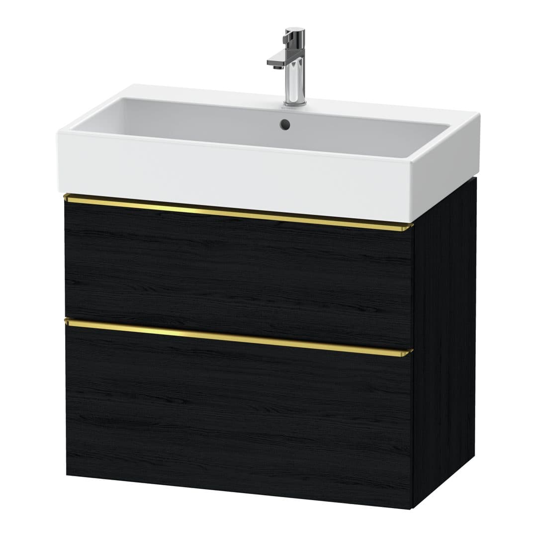 Duravit D-Neo – Έπιπλο Νιπτήρα – 784 mm, 2 συρτάρια, νιπτήρας κέντρο, 784 x 442 x 625 mm, Gold Polished – Black oak Matt, Decor (DE4373034160000)