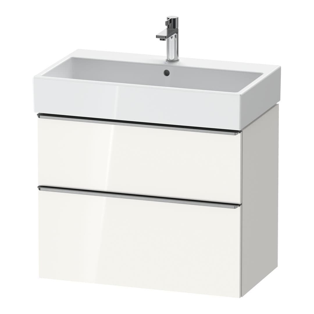 Duravit D-Neo – Έπιπλο Νιπτήρα – 784 mm, 2 συρτάρια, νιπτήρας κέντρο, 784 x 442 x 625 mm, Stainless steel Brushed – White High Gloss, Decor (DE4373070220000)