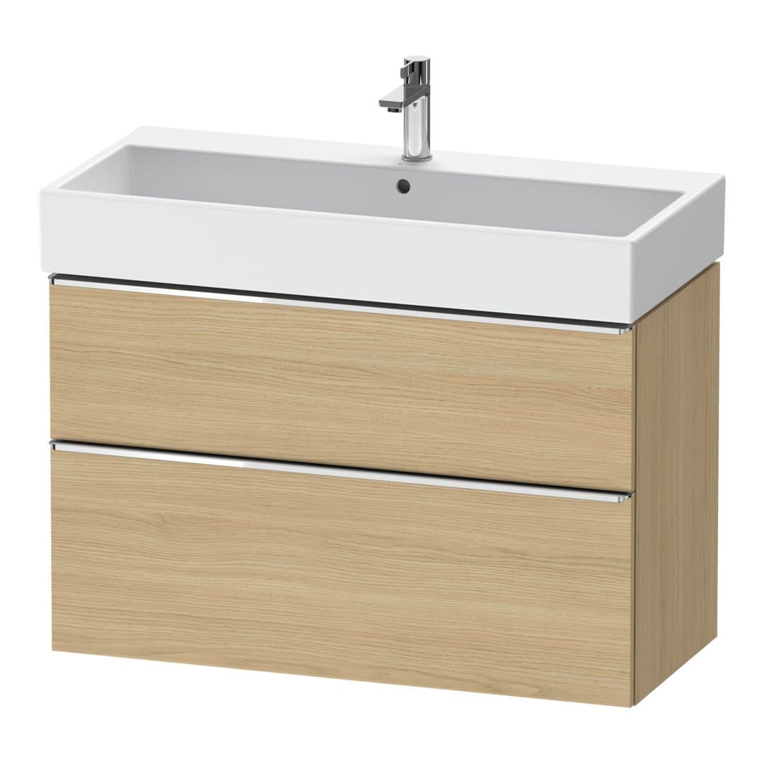 Duravit D-Neo – Έπιπλο Νιπτήρα – 984 mm, 2 συρτάρια, νιπτήρας κέντρο, 984 x 442 x 625 mm, Chrome High Gloss – Natural oak, Decor (DE4374010300000)
