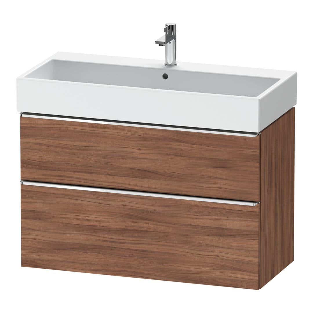 Duravit D-Neo – Έπιπλο Νιπτήρα – 984 mm, 2 συρτάρια, νιπτήρας κέντρο, 984 x 442 x 625 mm, Chrome High Gloss – Walnut Matt, Decor (DE4374010790000)