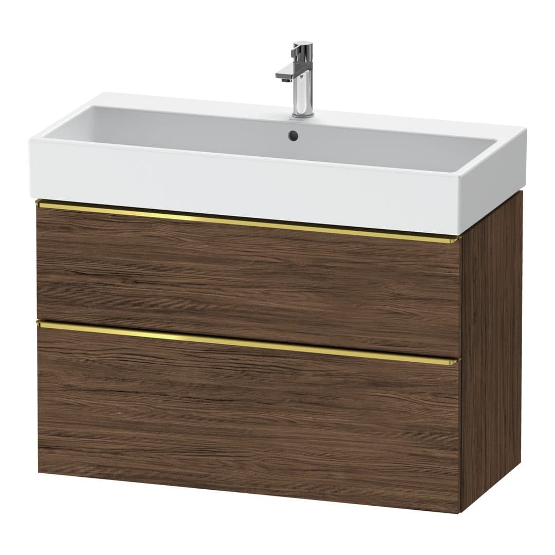 Duravit D-Neo – Έπιπλο Νιπτήρα – 984 mm, 2 συρτάρια, νιπτήρας κέντρο, 984 x 442 x 625 mm, Gold Polished – Walnut dark Matt, Decor (DE4374034210000)