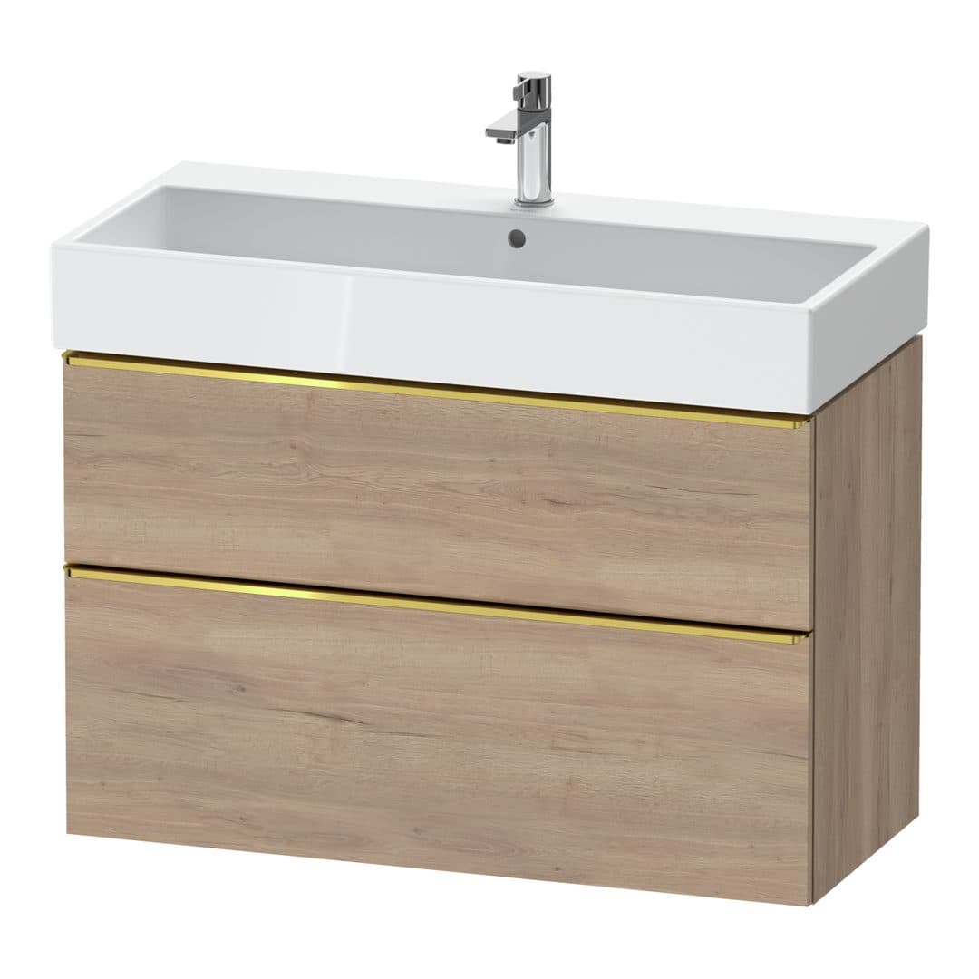 Duravit D-Neo – Έπιπλο Νιπτήρα – 984 mm, 2 συρτάρια, νιπτήρας κέντρο, 984 x 442 x 625 mm, Gold Polished – Marbled Oak Matt, Decor (DE4374034550000)