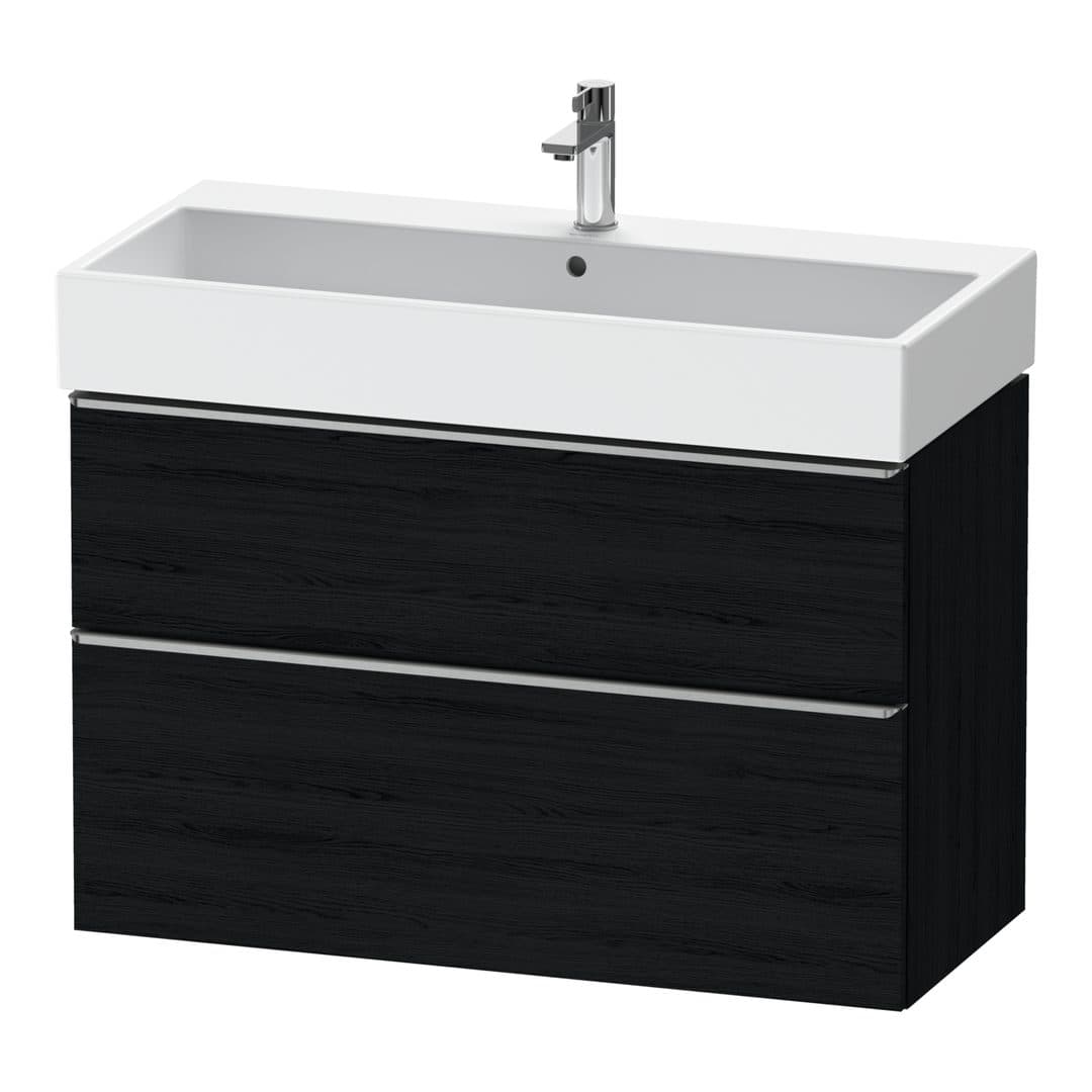 Duravit D-Neo – Έπιπλο Νιπτήρα – 984 mm, 2 συρτάρια, νιπτήρας κέντρο, 984 x 442 x 625 mm, Stainless steel Brushed – Black oak Matt, Decor (DE4374070160000)