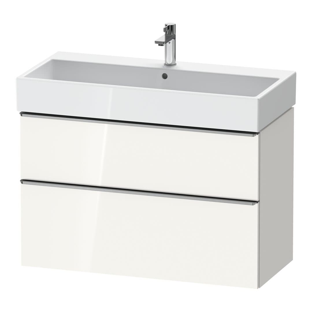 Duravit D-Neo – Έπιπλο Νιπτήρα – 984 mm, 2 συρτάρια, νιπτήρας κέντρο, 984 x 442 x 625 mm, Stainless steel Brushed – White High Gloss, Decor (DE4374070220000)