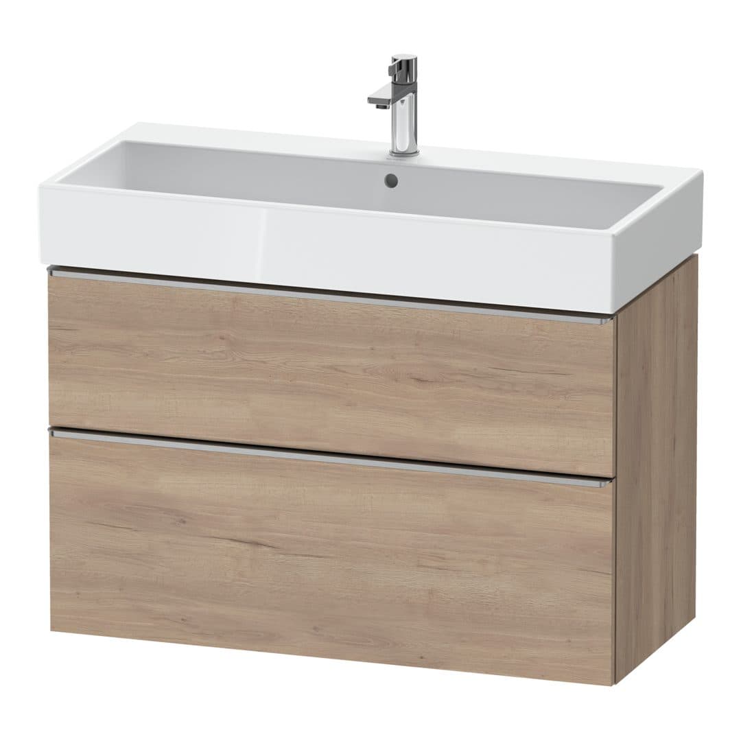 Duravit D-Neo – Έπιπλο Νιπτήρα – 984 mm, 2 συρτάρια, νιπτήρας κέντρο, 984 x 442 x 625 mm, Stainless steel Brushed – Marbled Oak Matt, Decor (DE4374070550000)