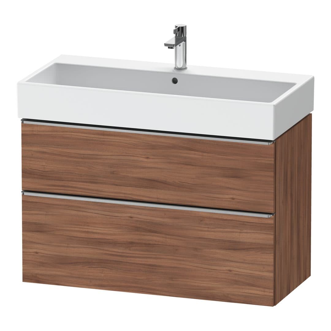 Duravit D-Neo – Έπιπλο Νιπτήρα – 984 mm, 2 συρτάρια, νιπτήρας κέντρο, 984 x 442 x 625 mm, Stainless steel Brushed – Walnut Matt, Decor (DE4374070790000)