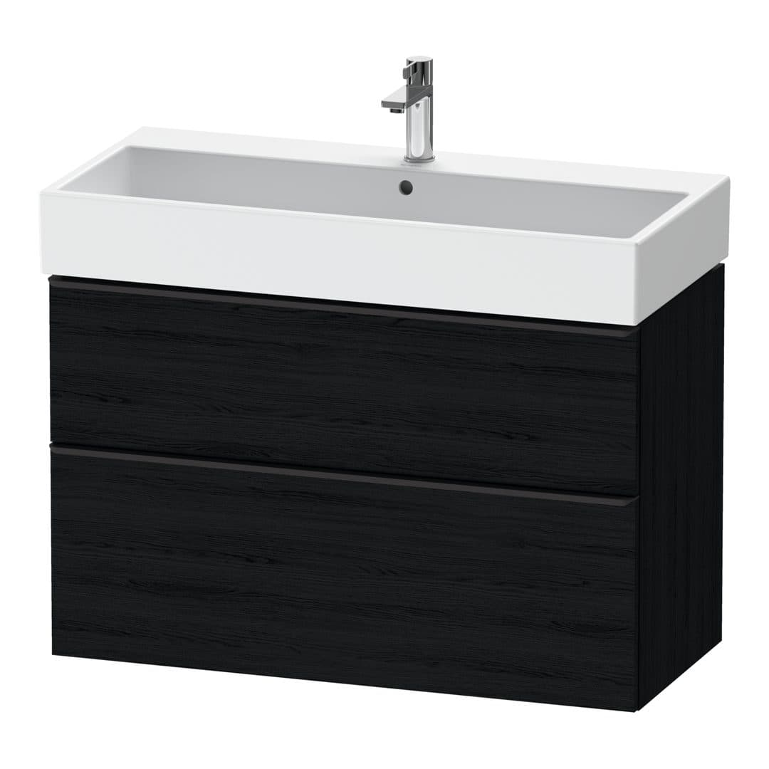 Duravit D-Neo – Έπιπλο Νιπτήρα – 984 mm, 2 συρτάρια, νιπτήρας κέντρο, 984 x 442 x 625 mm, Diamond black Matt – Black oak Matt, Decor (DE43740BD160000)