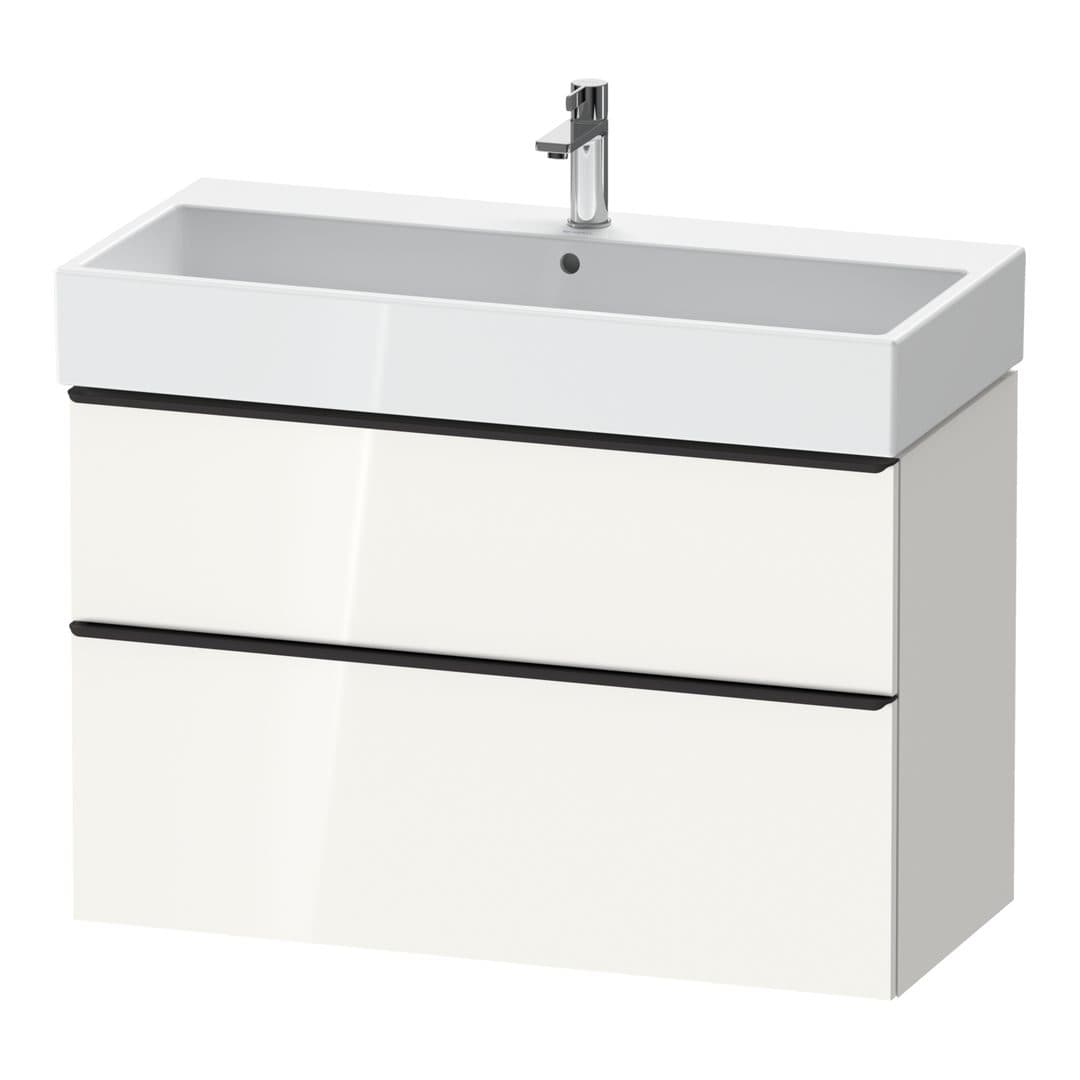 Duravit D-Neo – Έπιπλο Νιπτήρα – 984 mm, 2 συρτάρια, νιπτήρας κέντρο, 984 x 442 x 625 mm, Diamond black Matt – White High Gloss, Decor (DE43740BD220000)