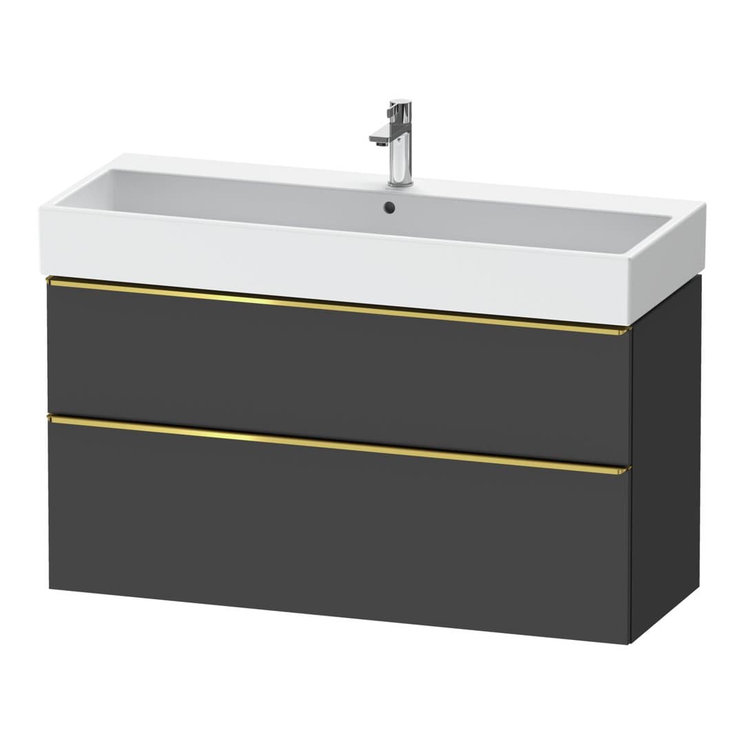 Duravit D-Neo – Έπιπλο Νιπτήρα – 1184 mm, 2 συρτάρια, νιπτήρας κέντρο, 1184 x 442 x 625 mm, Gold Polished – Graphite Matt, Decor (DE4375034490000)