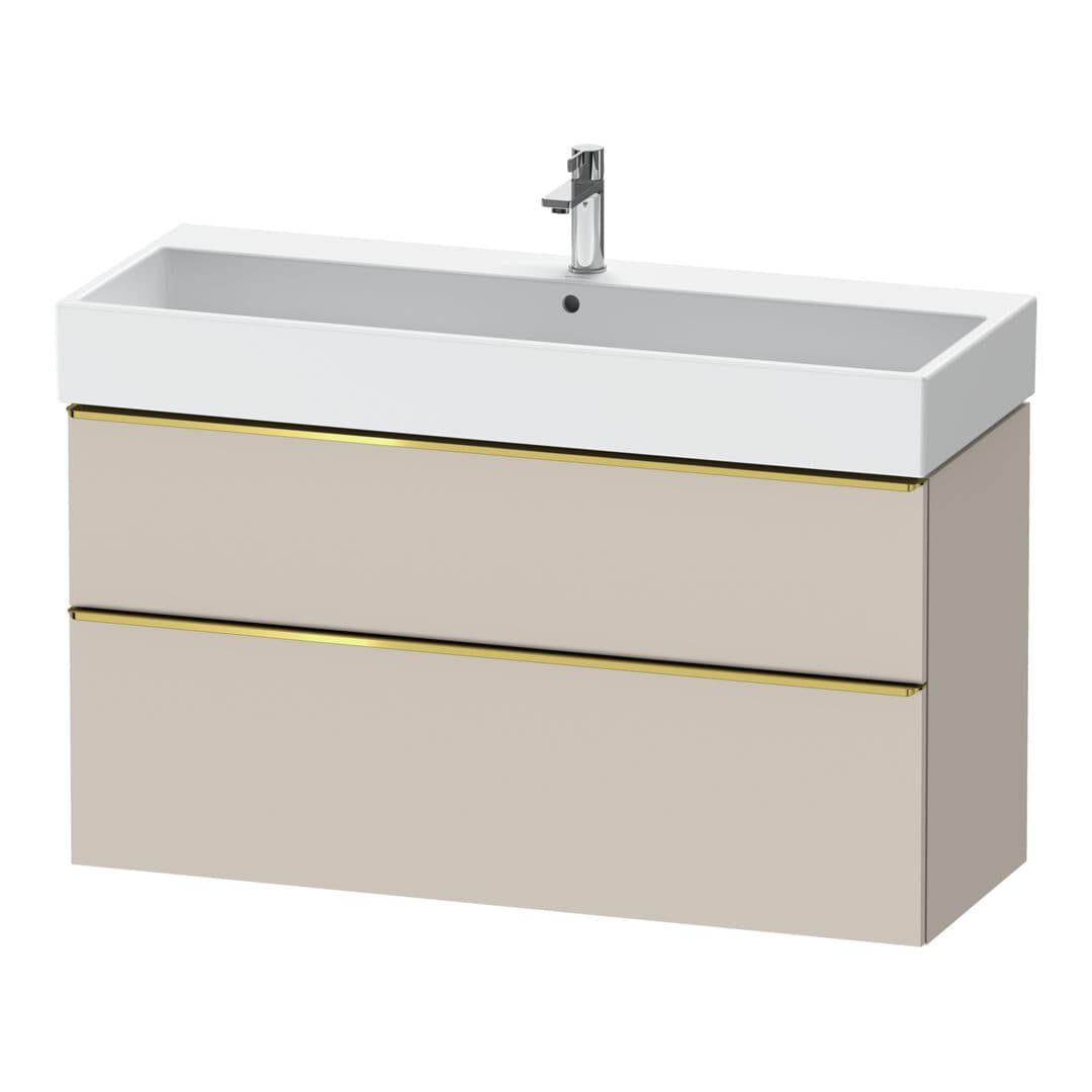 Duravit D-Neo – Έπιπλο Νιπτήρα – 1184 mm, 2 συρτάρια, νιπτήρας κέντρο, 1184 x 442 x 625 mm, Gold Polished – Taupe Matt, Decor (DE4375034910000)