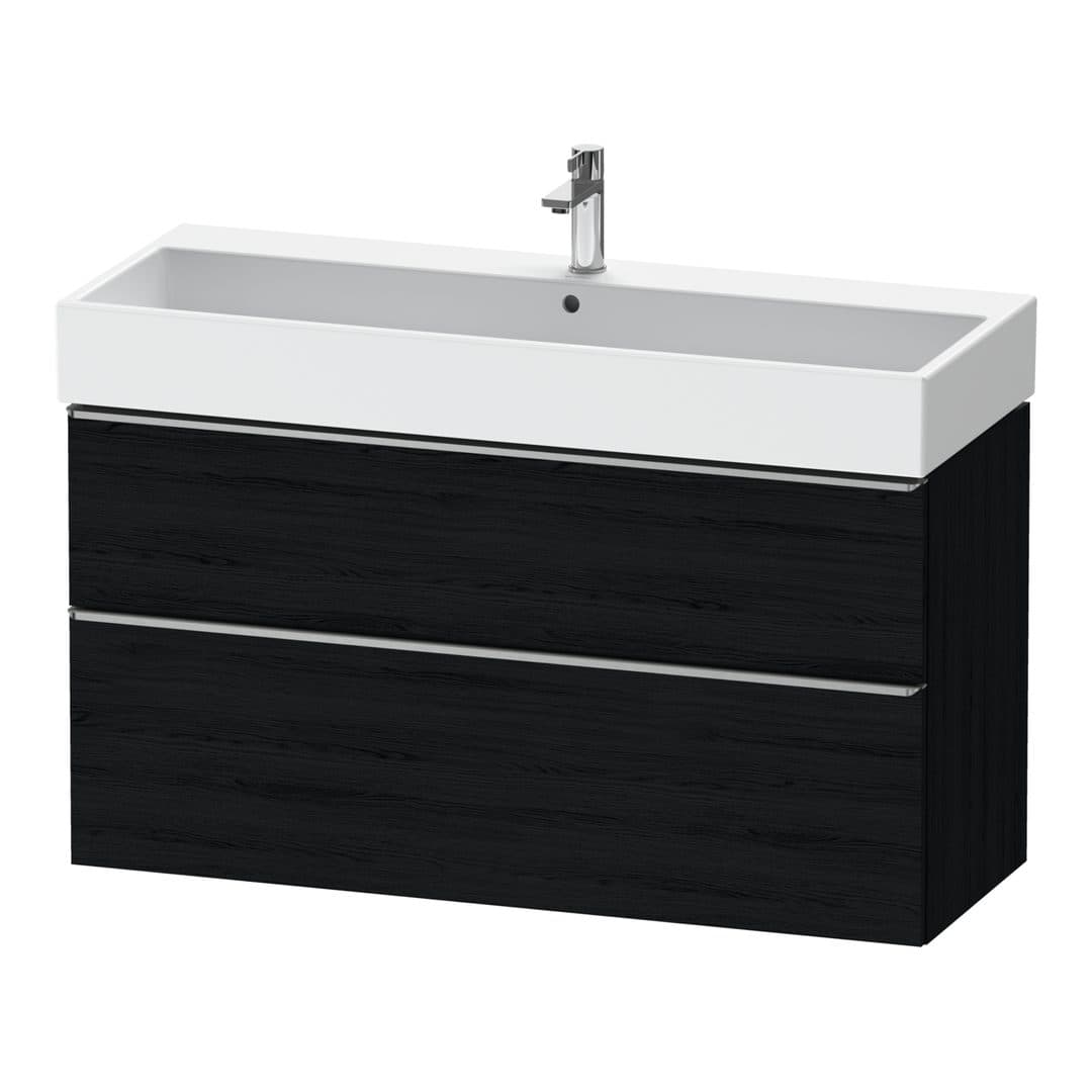 Duravit D-Neo – Έπιπλο Νιπτήρα – 1184 mm, 2 συρτάρια, νιπτήρας κέντρο, 1184 x 442 x 625 mm, Stainless steel Brushed – Black oak Matt, Decor (DE4375070160000)