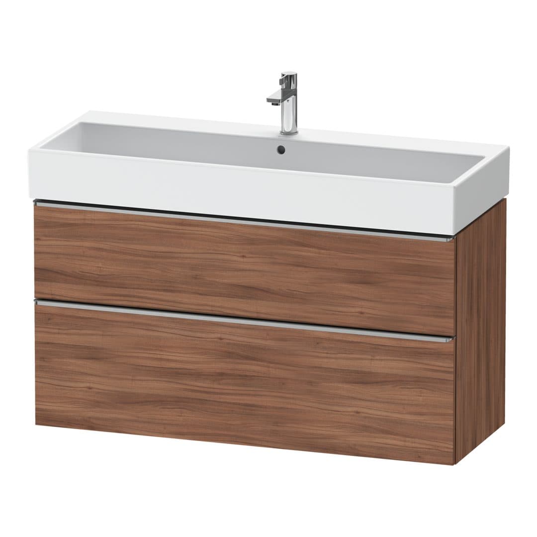Duravit D-Neo – Έπιπλο Νιπτήρα – 1184 mm, 2 συρτάρια, νιπτήρας κέντρο, 1184 x 442 x 625 mm, Stainless steel Brushed – Walnut Matt, Decor (DE4375070790000)