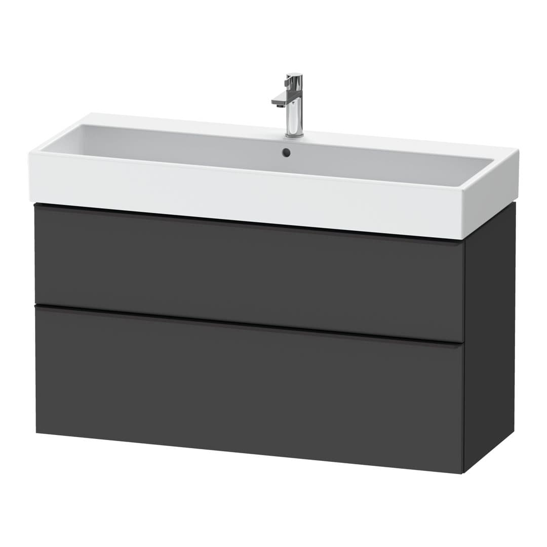 Duravit D-Neo – Έπιπλο Νιπτήρα – 1184 mm, 2 συρτάρια, νιπτήρας κέντρο, 1184 x 442 x 625 mm, Diamond black Matt – Graphite Matt, Decor (DE43750BD490000)
