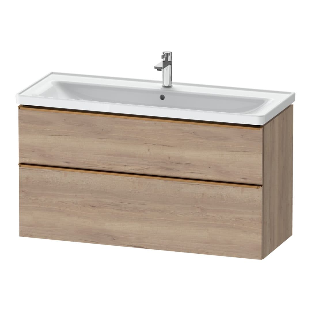 Duravit D-Neo – Έπιπλο Νιπτήρα – 1184 mm, 2 συρτάρια, νιπτήρας κέντρο, 1184 x 452 x 625 mm, Bronze Brushed – Marbled Oak Matt, Decor (DE4391004550000)
