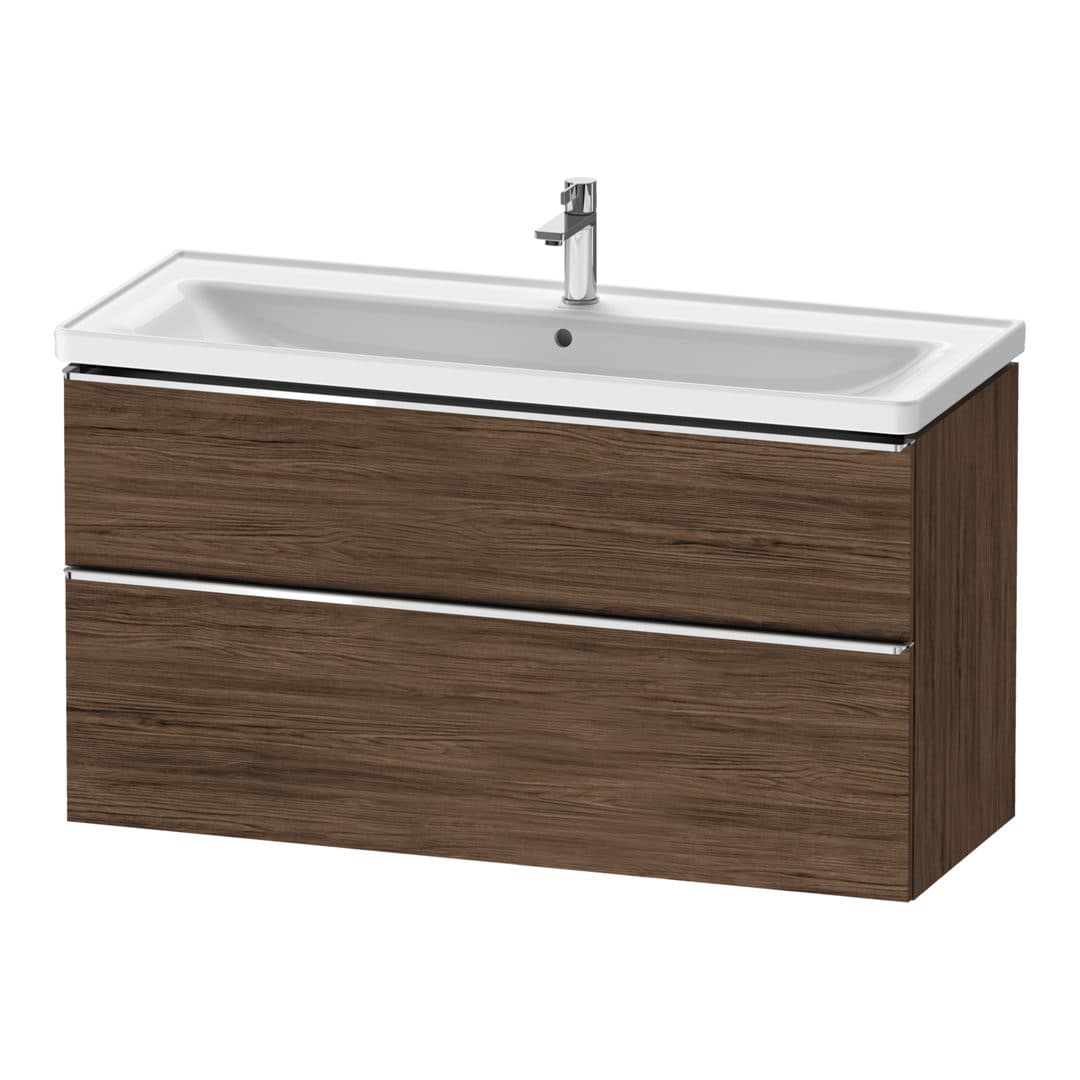 Duravit D-Neo – Έπιπλο Νιπτήρα – 1184 mm, 2 συρτάρια, νιπτήρας κέντρο, 1184 x 452 x 625 mm, Chrome High Gloss – Walnut dark Matt, Decor (DE4391010210000)