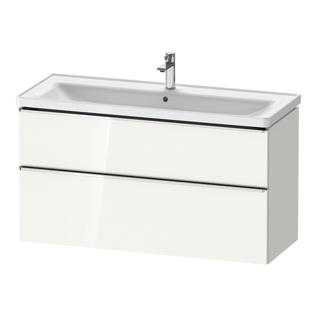 Duravit D-Neo – Έπιπλο Νιπτήρα – 1184 mm, 2 συρτάρια, νιπτήρας κέντρο, 1184 x 452 x 625 mm, Chrome High Gloss – White High Gloss, Decor (DE4391010220000)