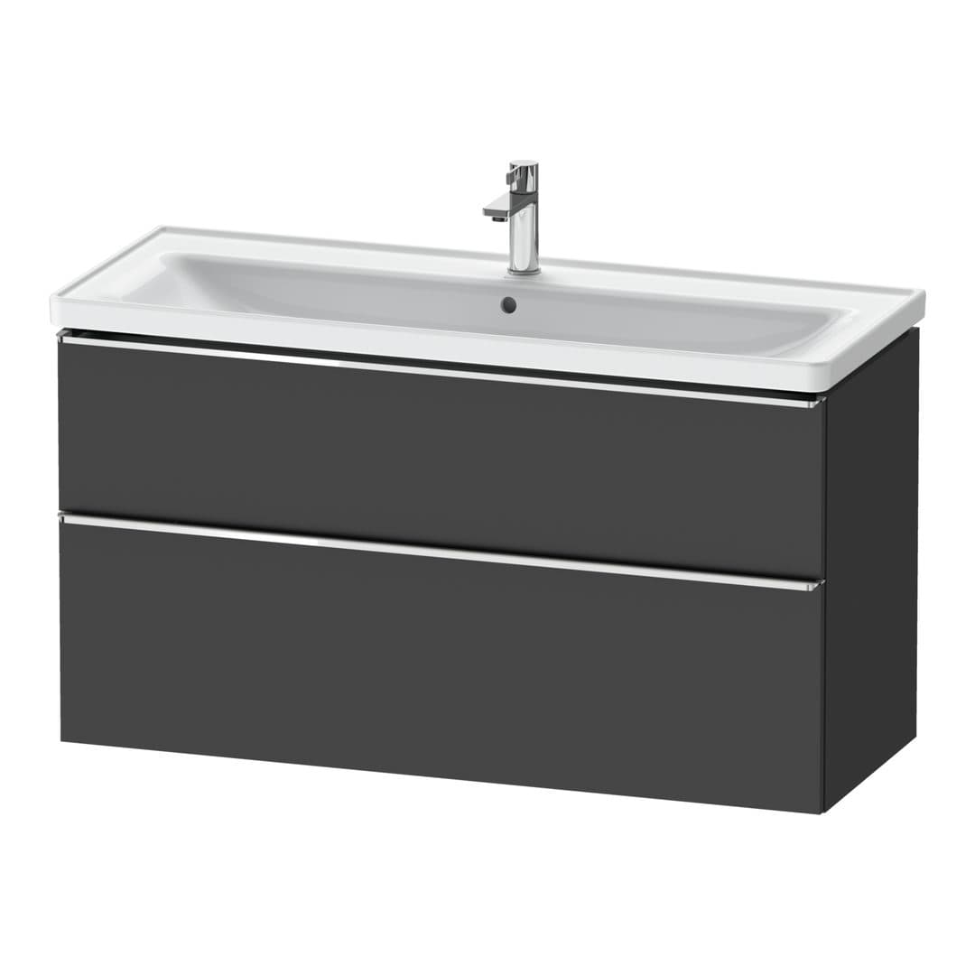 Duravit D-Neo – Έπιπλο Νιπτήρα – 1184 mm, 2 συρτάρια, νιπτήρας κέντρο, 1184 x 452 x 625 mm, Chrome High Gloss – Graphite Matt, Decor (DE4391010490000)