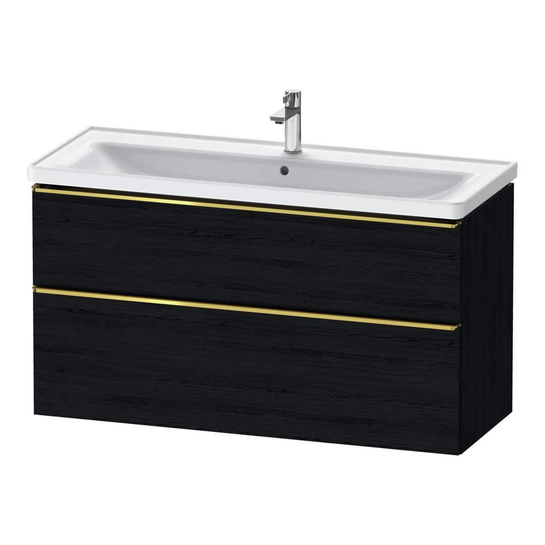 Duravit D-Neo – Έπιπλο Νιπτήρα – 1184 mm, 2 συρτάρια, νιπτήρας κέντρο, 1184 x 452 x 625 mm, Gold Polished – Black oak Matt, Decor (DE4391034160000)